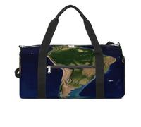 Borsa da palestra leggera con immagine satellitare del Sud America, borsone da viaggio con scomparto per scarpe, borsa da palestra da donna per pernottamento, fine settimana, yoga, palestra, viaggi di