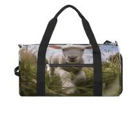 Borsa da palestra leggera con pecore che corrono sull'erba, borsone da viaggio con scomparto per scarpe, borsa da palestra da donna per pernottamento, fine settimana, yoga, palestra, viaggi d'affari