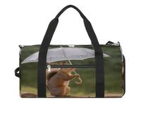 Borsa da palestra leggera con scoiattolo che tiene un ombrello, borsone da viaggio con scomparto per scarpe, borsa da palestra da donna per pernottamento, fine settimana, yoga, palestra, viaggi di