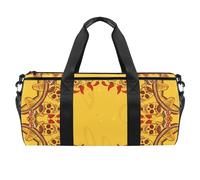 Borsa da palestra messicana con teschi di zucchero e peperoncino mandala, borsa da palestra, fitness, allenamento, borsa da viaggio, borsa tote per attrezzatura da donna e uomo, Multicolore, 17.7x9x9