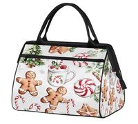 Borsa da palestra natalizia con omino di pan di zenzero per uomini e donne, borsone sportivo da viaggio, impermeabile, borsa da viaggio per il fine settimana borsa da notte leggera da portare a mano