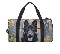 Borsa da palestra nera con cane pastore tedesco, unisex, resistente all'acqua, borsa da viaggio leggera per viaggi e sport, bianco, taglia unica