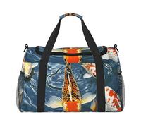 Borsa da palestra Night Crow Duffel Bag per uomo donna borsa da notte con scomparto per scarpe borse da viaggio allenamento, Pesci di carpa koi giapponesi fantasia, Taglia unica, Borsone da viaggio