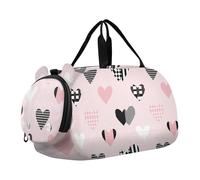 Borsa da palestra per bambini con scomparto per scarpe da ginnastica leggera per allenamento scolastico, sport, sport, viaggi, per San Valentino nero e pesca, San Valentino nero e pesca cartone