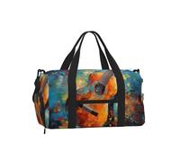 Borsa da palestra per chitarra acquerello, unisex, borsa da viaggio colorata per weekend e viaggi, con scomparto per scarpe, resistente all'acqua, per sport durante la notte, danza, yoga, borsone da