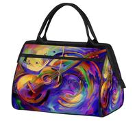 Borsa da palestra per chitarra artistica astratta per uomini e donne, nota musicale per chitarra, viaggi, sport, borsone impermeabile per weekend e pernottamento, borsa leggera da portare a mano