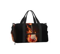 Borsa da palestra per chitarra con fiamme di fuoco, per uomini e donne, borsone da viaggio con scomparto per scarpe, impermeabile, per sport, notte, danza, yoga, borsone da portare con sé