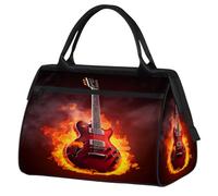Borsa da palestra per chitarra con fuoco musicale, per uomini e donne, borsone da viaggio per sport e viaggi, impermeabile, borsa da viaggio per il fine settimana, borsa leggera da portare a mano