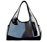 Borsa da palestra per donna,borsa da palestra piccola per uomo,Animale da fattoria Cavallo bianco,borsa da notte