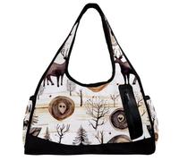 Borsa da palestra per donna,borsa da palestra piccola per uomo,cervo vintage legno alce,borsa da notte
