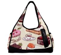 Borsa da palestra per donna,borsa da palestra piccola per uomo,dessert torta ciliegia fragola,borsa da notte