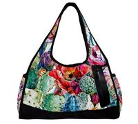 Borsa da palestra per donna,borsa da palestra piccola per uomo,fiore di cactus dell'acquerello,borsa da notte