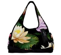 Borsa da palestra per donna,borsa da palestra piccola per uomo,fiore di loto dell'acquerello,borsa da notte
