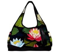 Borsa da palestra per donna,borsa da palestra piccola per uomo,fiore di loto dell'acquerello,borsa da notte