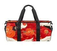 Borsa da palestra per donna,borsa da palestra piccola per uomo,fiore di peonia gru bianca,borsa da notte