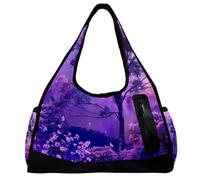 Borsa da palestra per donna,borsa da palestra piccola per uomo,fiore viola albero cielo lavanda,borsa da notte