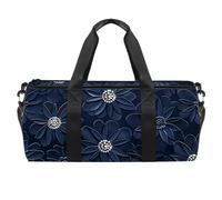 Borsa da palestra per donna,borsa da palestra piccola per uomo,Fiori senza cuciture blu della margherita,borsa da notte