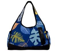 Borsa da palestra per donna,borsa da palestra piccola per uomo,Foglia di palma variopinta tropicale,borsa da notte