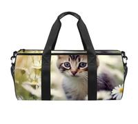 Borsa da palestra per donna,borsa da palestra piccola per uomo,gatto margherita e fiore,borsa da notte