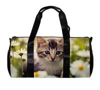 Borsa da palestra per donna,borsa da palestra piccola per uomo,gatto margherita e fiore,borsa da notte