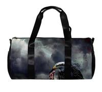 Borsa da palestra per donna,borsa da palestra piccola per uomo,Giorno nuvoloso della bandiera americana dell'aquila,borsa da notte