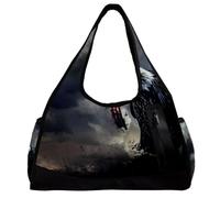 Borsa da palestra per donna,borsa da palestra piccola per uomo,Giorno nuvoloso della bandiera americana dell'aquila,borsa da notte