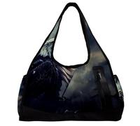 Borsa da palestra per donna,borsa da palestra piccola per uomo,Giorno nuvoloso della bandiera americana dell'aquila,borsa da notte