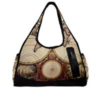Borsa da palestra per donna,borsa da palestra piccola per uomo,mappa del mondo della strada della bussola,borsa da notte