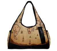 Borsa da palestra per donna,borsa da palestra piccola per uomo,mappa del mondo della terra d'epoca,borsa da notte