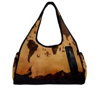Borsa da palestra per donna,borsa da palestra piccola per uomo,mappa del mondo della terra d'epoca,borsa da notte