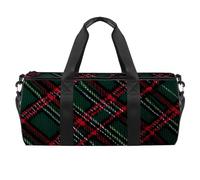 Borsa da palestra per donna,borsa da palestra piccola per uomo,Motivo tartan classico Griglia verde scuro,borsa da notte