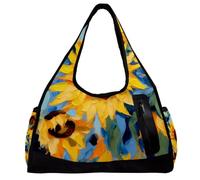 Borsa da palestra per donna,borsa da palestra piccola per uomo,pianta dell'acquerello girasoli floreali,borsa da notte