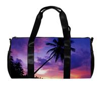 Borsa da palestra per donna,borsa da palestra piccola per uomo,Tramonto tropicale della spiaggia della palma,borsa da notte