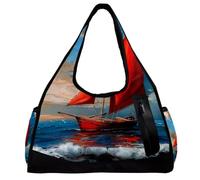 Borsa da palestra per donne e uomini, borsa da palestra da uomo, borsa da palestra da donna, borsa da viaggio per yoga, borsone per allenamento, paesaggio, boschi di montagna e lago, Motivo 2688,