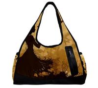 Borsa da palestra per donne e uomini, borsa da palestra da uomo, borsa da palestra per donne, allenamento fitness, danza, ragazza farfalla retrò, Fantasia 1594, 47x16.5x27cm(18.5x6.5x10.6in)