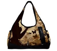 Borsa da palestra per donne e uomini, borsa da palestra da uomo, borsa da palestra per donne, allenamento fitness, danza, ragazza farfalla retrò, Fantasia 1593, 47x16.5x27cm(18.5x6.5x10.6in)