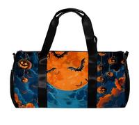 Borsa da palestra per donne e uomini, borsa da palestra da uomo, borsone da palestra, borsone per weekender, borsa da notte, pipistrello notturno Jack-O-Lantern Halloween, Motivo 2043,