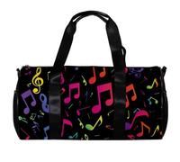 Borsa da palestra per donne e uomini, borsa da palestra per uomini, borsa da allenamento, borsa per il weekend, borsa per il weekend notturno, note colorate musicali, Motivo 5024,