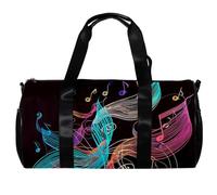 Borsa da palestra per donne e uomini, borsa da palestra per uomini, borsa da allenamento, borsa per il weekend, borsa per il weekend notturno, note colorate musicali, Motivo 5026,