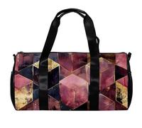 Borsa da palestra per donne e uomini, borsa da palestra per uomini, borse da palestra da donna, borsone da viaggio per donne, motivo a cubi, rosa, grigio, oro, Motivo 65, 45x23x23cm(17.7x9x9in)