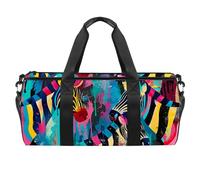 Borsa da palestra per donne e uomini, borsa da palestra per uomo, borsone da palestra, borsone da viaggio per aereo, arte moderna, zebra giraffa colorata, Motivo 4084, 45x23x23cm(17.7x9x9in)