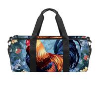 Borsa da palestra per donne e uomini, borsa sportiva, borsa da palestra da donna, borsa per il weekend, borsa per il weekend, peonia gallo retrò floreale, Motivo 6962, 45x23x23cm(17.7x9x9in)