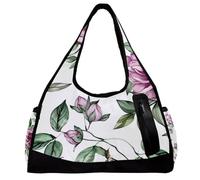 Borsa da palestra per donne e uomini, borsa sportiva, borsone da palestra, borsa da weekender, borsa per il weekend durante la notte, rosa pastorabile rosa floreale floreale vintage, Motivo 6636,