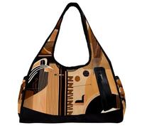Borsa da palestra per donne e uomini, borsone, borsa da allenamento, borsa da weekend, musica colorata note artistiche, Motivo 5061, 47x16.5x27cm(18.5x6.5x10.6in)
