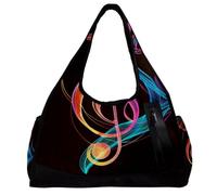 Borsa da palestra per donne e uomini, borsone, borsa da allenamento, borsa da weekend, musica colorata note artistiche, Motivo 5056, 47x16.5x27cm(18.5x6.5x10.6in)