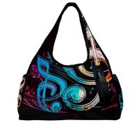 Borsa da palestra per donne e uomini, borsone, borsa da allenamento, borsa da weekend, musica colorata note artistiche, Motivo 5057, 47x16.5x27cm(18.5x6.5x10.6in)
