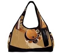 Borsa da palestra per donne e uomini, borsone, borsa da allenamento, borsa da weekend, musica colorata note artistiche, Motivo 5059, 47x16.5x27cm(18.5x6.5x10.6in)