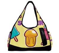 Borsa da palestra per donne e uomini, borsone da palestra, borsa da donna, borsa da weekender, Hello Summer Fruit Anguria Fragola, Motivo 2436, 47x16.5x27cm(18.5x6.5x10.6in)
