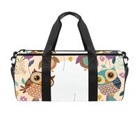 Borsa da palestra per donne e uomini, borsone da uomo, borsa da palestra da donna, borsa da palestra per nuoto, buon compleanno gufo cartone animato, Motivo 2111, 45x23x23cm(17.7x9x9in)