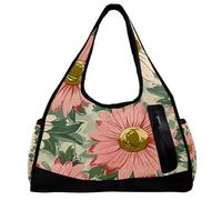 Borsa da palestra per donne e uomini, borsone da uomo, borsa da palestra da donna, borsa tote per viaggi, allenamento, fiori pastorabili, camomilla rosa floreale, Motivo 6547,